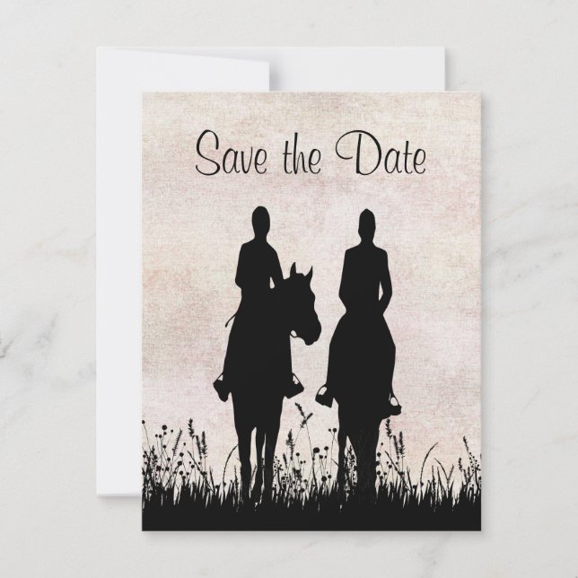 Reserva La Fecha Boda a Caballo Ecuestre Save the Date (Anverso)