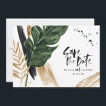 Reserva La Fecha Boda abstracto tropical moderno pintado<br><div class="desc">Boda tropical abstracta moderna pintada salva la tarjeta de fecha. Forma parte de una moderna colección de bodas.</div>