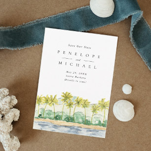 Reserva La Fecha Boda acuático tropical de palmeras de playa