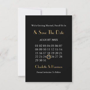 Reserva La Fecha Boda Art Déco Clásica de Negro y Oro