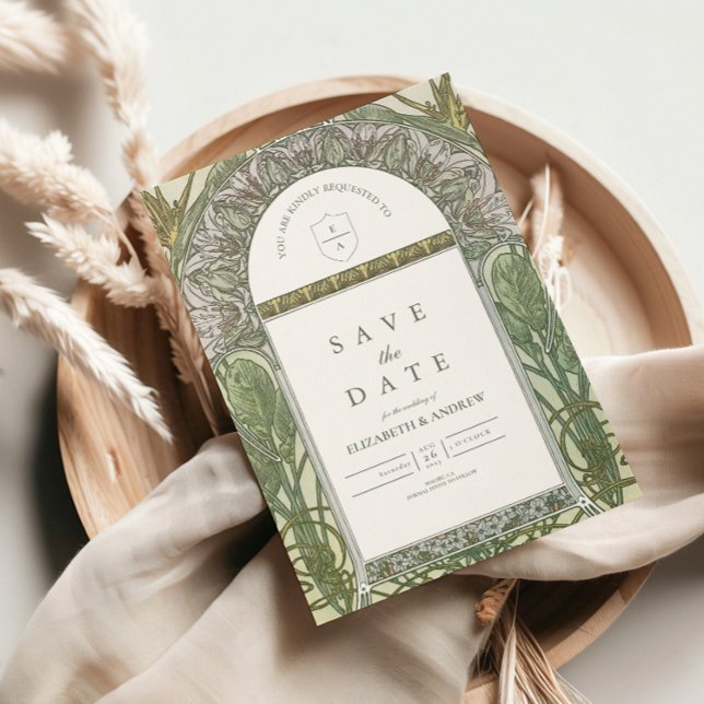 Reserva La Fecha Boda Art Nouveau de Olive Leaf Arch (Subido por el creador)