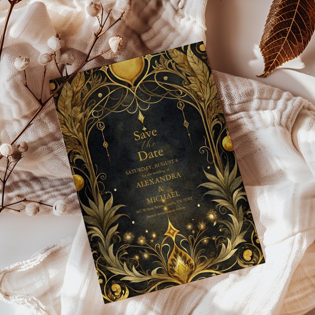Reserva La Fecha Boda Art Nouveau de oro negro (Subido por el creador)