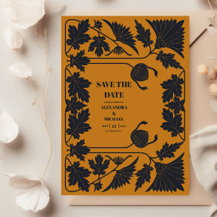 Reserva La Fecha Boda Art Nouveau dorada azul