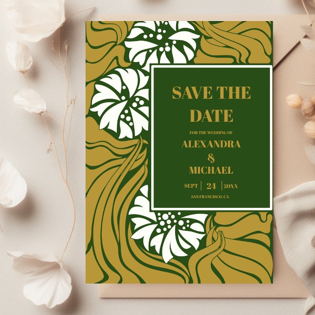 Reserva La Fecha Boda Art Nouveau verde clásico (Subido por el creador)