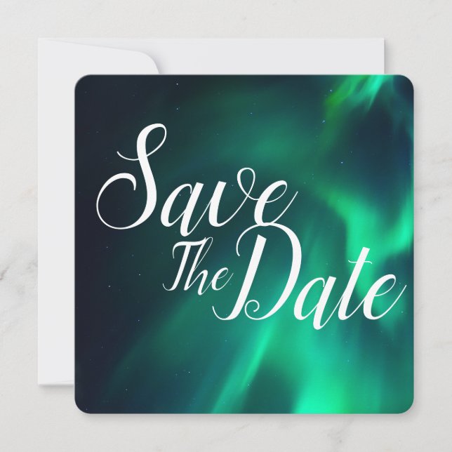 Reserva La Fecha Boda Aurora Boreal Save The Date (Anverso)
