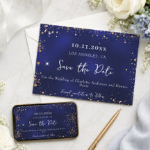 Boda azul marino brillo dorado invierno