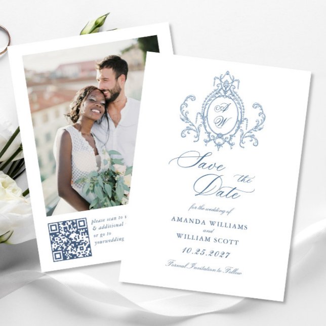 Reserva La Fecha Boda azul oxidado y floral de Grace (Subido por el creador)