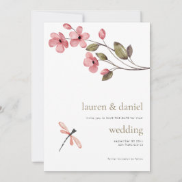 Reserva La Fecha Boda azul QR de la libélula silvestre minimalista