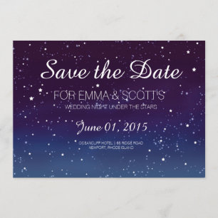 Reserva La Fecha Boda bajo las estrellas Save the Date PURPLE