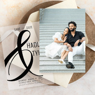 Reserva La Fecha Boda básico moderno de fotografía en NEGRO simple