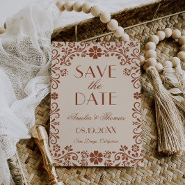 Reserva La Fecha Boda beige floral elegante
