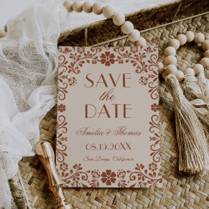Reserva La Fecha Boda beige floral elegante
