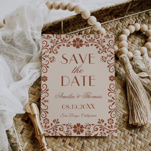Reserva La Fecha Boda beige floral elegante (Subido por el creador)