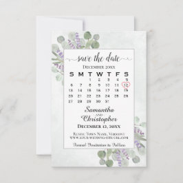 Reserva La Fecha Boda blanco del calendario de lavanda de eucalipto