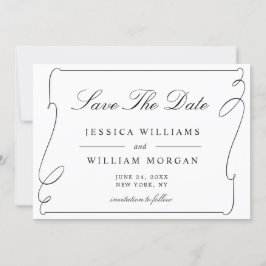 Reserva La Fecha Boda Blanco Y Negro Sencillo Elegante