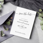 Reserva La Fecha Boda blanco y negro sencillo y elegante<br><div class="desc">El elegante y moderno guión de tipografía minimalista de boda neutral salva la tarjeta de fecha.</div>