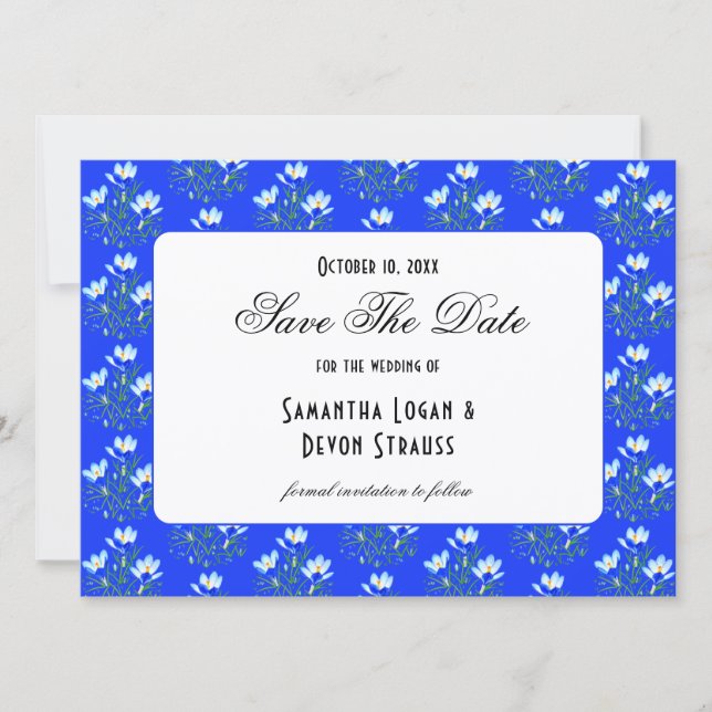 Reserva La Fecha Boda Blue Crocus (Anverso)