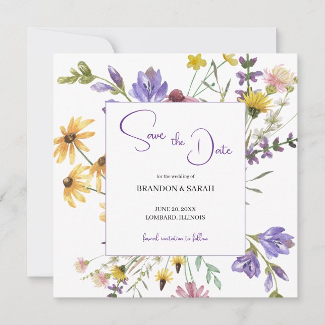 Reserva La Fecha Boda Bohemia de Flores Silvestres (Anverso)