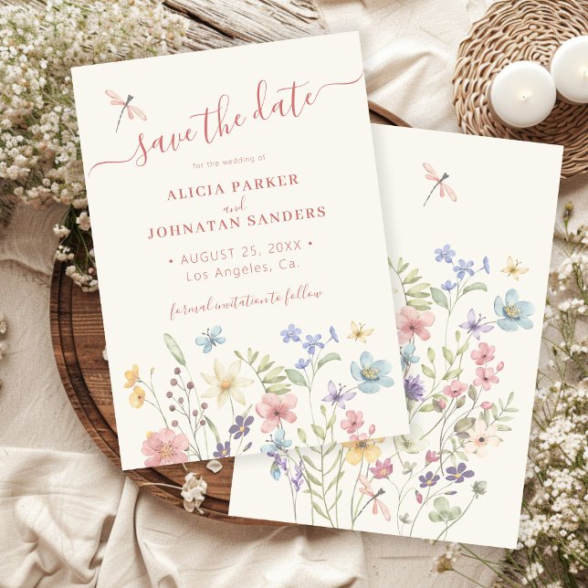 Reserva La Fecha Boda boho acuarela flores silvestres (Subido por el creador)
