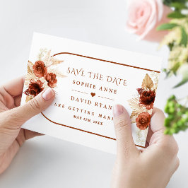 Reserva La Fecha Boda Boho Arch Pampas Grass Floral Terracotta