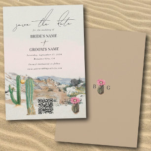 Reserva La Fecha Boda Boho Cactus Desierto Aquarela