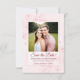 Reserva La Fecha Boda Boho Chic Rosa Sonrojado con Peonías y Foto