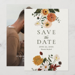 Reserva La Fecha Boda Boho de Flor Silvestre de Otoño
