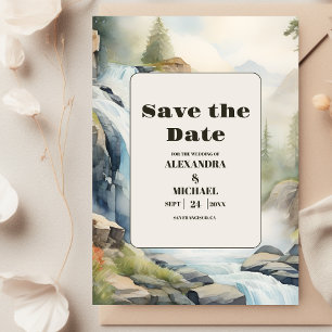 Reserva La Fecha Boda Boho de la cascada de las montañas rusas