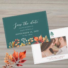 Reserva La Fecha Boda boho de otoño en azul turquesa