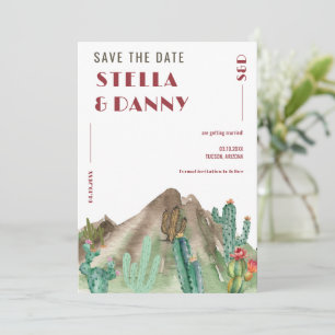 Reserva La Fecha Boda boho desierto cactus Arizona destino