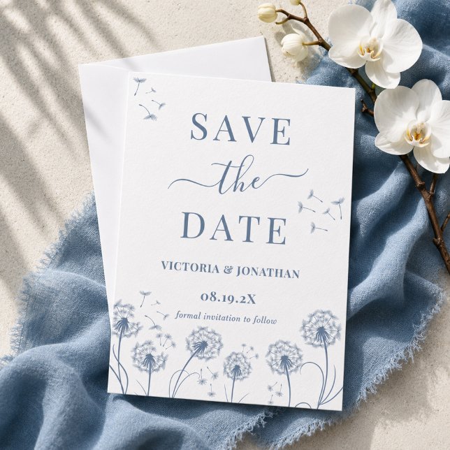 Reserva La Fecha Boda Boho Flor Silvestre Azul Blanco (Subido por el creador)