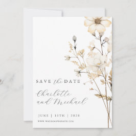 Reserva La Fecha Boda Boho Flor Silvestre | Marfil