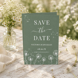 Reserva La Fecha Boda Boho Flor Silvestre Verde