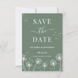 Reserva La Fecha Boda Boho Flor Silvestre Verde