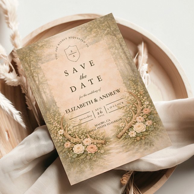 Reserva La Fecha Boda Boho Floral de Cuerno (Subido por el creador)