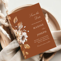 Boda Boho Floral de Terracota Moderna y Elegante d