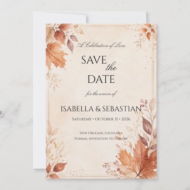 Reserva La Fecha Boda Boho Otoño (Anverso)
