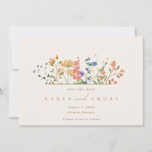 Reserva La Fecha Boda Boho Summer Wildflower (Anverso)