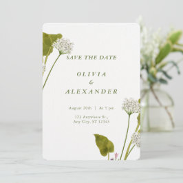 Reserva La Fecha Boda Botánica Floral Blanca Elegante