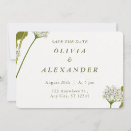 Reserva La Fecha Boda Botánica Floral Blanca Elegante