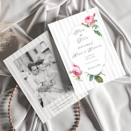 Reserva La Fecha Boda Botánica Romántica Chic Francesa Rosa
