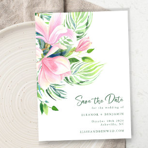 Reserva La Fecha Boda Botánica Tropical Magnolia Rosa Verde