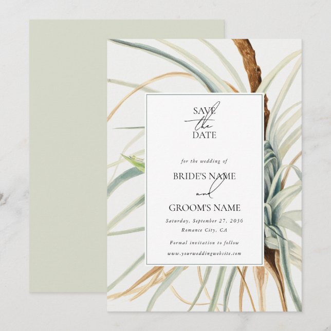 Reserva La Fecha Boda botánico de Boho Neutral Rustic Watercolor (Anverso / Reverso)