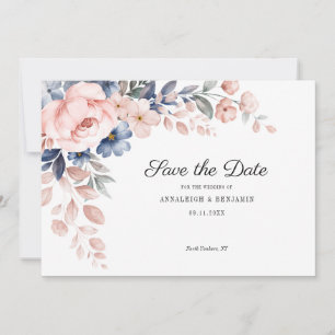 Reserva La Fecha Boda botánico de escritura floral rosa