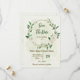 Reserva La Fecha boda botánico de flores blancas de marfil