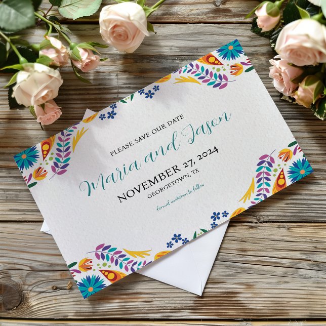 Reserva La Fecha Boda botánico de Nuestra Boda (Mexican Nuestra Boda Flowers Botanical Wedding Save The Date)