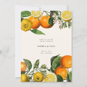 Reserva La Fecha Boda botánico de Vintage Lemon Citrus
