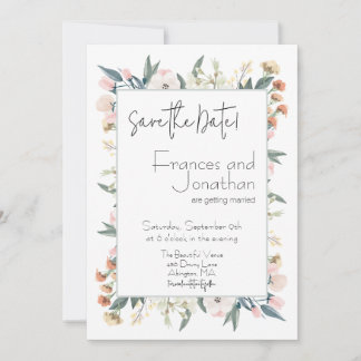 Reserva La Fecha Boda botánico de Whimsical Wildflower Pastel