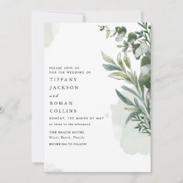 Reserva La Fecha Boda Botánico Elegante Verde