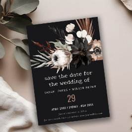 Reserva La Fecha Boda botánico negro de roya gótica rústica boho